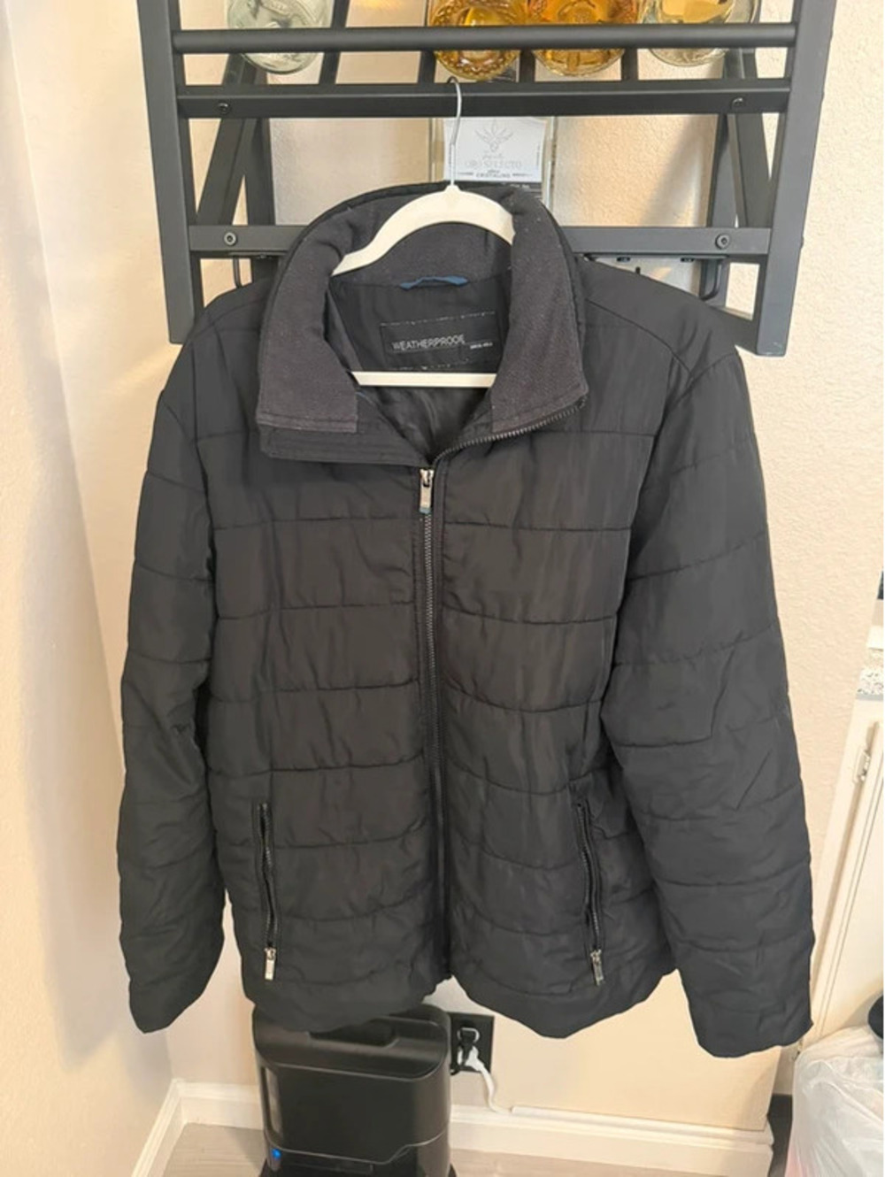 Weatherproof Fleece-Lined Quilted Puffer Jacket - Size L